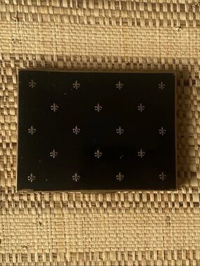 Vintage Fleur De Lis Black And Gold Cigarette Case w/ Letter ‘E’ Engraved
